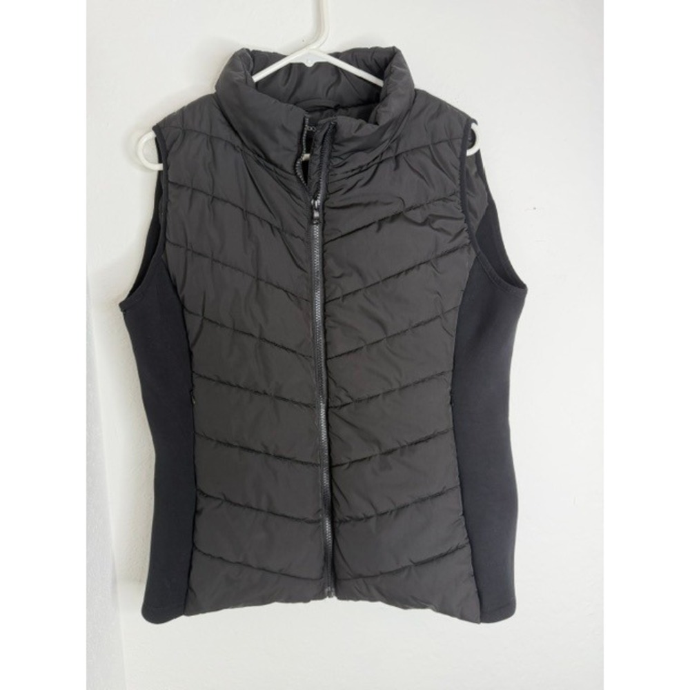 Dokotoo Womens Black Quilted Puffer Vest Stretch Side Panels Size L
